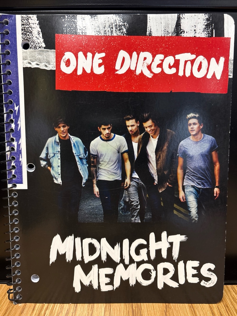 1D One Direction GROUP Midnight Memories Spiral Notebook 9.75" x 7.5" Rare